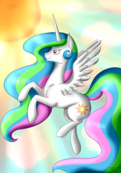 Size: 2893x4133 | Tagged: safe, artist:dilaraxd, princess celestia, g4, female, flying, solo, sun