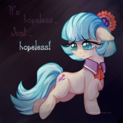 Size: 750x750 | Tagged: safe, artist:licora, coco pommel, g4, made in manehattan, female, sad, solo