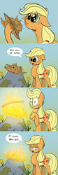 Size: 1200x3596 | Tagged: safe, artist:pimander1446, applejack, g4, made in manehattan, applejack's damaged hat, applejack's hat's death, comic, female, fire, solo, spontaneous combustion