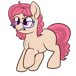 Size: 512x512 | Tagged: safe, artist:lulubell, oc, oc only, oc:sassafras, angry, freckles, glasses, magical lesbian spawn, next generation, offspring, parent:babs seed, parent:twist, parents:babstwist, simple background, solo, transparent background, upset