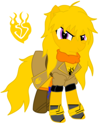 Size: 595x728 | Tagged: safe, artist:bloodey3, pony, ember celica, ponified, purple eyes, rwby, solo, yang xiao long