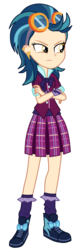 Size: 3000x9140 | Tagged: safe, artist:mixiepie, indigo zap, equestria girls, g4, my little pony equestria girls: friendship games, absurd resolution, clothes, crossed arms, crystal prep academy, crystal prep academy uniform, crystal prep shadowbolts, ear piercing, earring, female, goggles, jewelry, paint tool sai, piercing, pleated skirt, school uniform, shoes, simple background, skirt, sneakers, solo, transparent background, vector, wristband