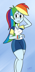 Size: 1555x3200 | Tagged: safe, artist:scobionicle99, rainbow dash, equestria girls, g4, my little pony equestria girls: friendship games, female, outfit, solo, sweatband, wristband