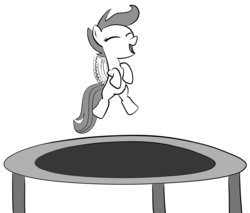 Size: 2214x1886 | Tagged: safe, artist:ghanimaaa, scootaloo, g4, female, monochrome, solo, trampoline