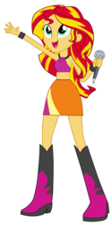 Size: 4000x8014 | Tagged: safe, artist:mixiepie, edit, sunset shimmer, equestria girls, g4, my little pony equestria girls: rainbow rocks, belly button, boots, bracelet, clothes, cute, female, microphone, midriff, shimmerbetes, simple background, skirt, solo, transparent background