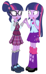 Size: 688x1100 | Tagged: safe, artist:dm29, sci-twi, twilight sparkle, equestria girls, g4, my little pony equestria girls: friendship games, clothes, crystal prep academy, cute, duo, julian yeo is trying to murder us, self paradox, simple background, transparent background, twiabetes, twilight sparkle (alicorn), twolight