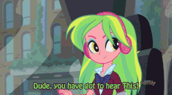 Size: 720x400 | Tagged: safe, screencap, lemon zest, twilight sparkle, equestria girls, g4, my little pony equestria girls: friendship games, adorkable, animated, cute, dork, female, frown, gritted teeth, headphones, in-universe pegasister, mlp theme song, music, pegasister, smiling, talking, theme song, wide eyes, wink, wub, zestabetes
