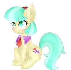Size: 3796x3750 | Tagged: safe, artist:scarlet-spectrum, coco pommel, earth pony, pony, g4, blushing, cocobetes, cute, female, flower, flower in hair, high res, simple background, smiling, solo, transparent background, vector