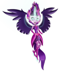 Size: 1400x1600 | Tagged: safe, artist:mlp-firefox5013, sci-twi, twilight sparkle, equestria girls, g4, my little pony equestria girls: friendship games, clothes, dress, female, fingerless gloves, gloves, horn, midnight sparkle, open mouth, simple background, solo, spotlight, transparent background, wings