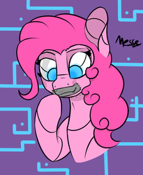 Size: 1230x1500 | Tagged: safe, artist:messenger, pinkie pie, robot, g4, cute, duct tape, female, glowing eyes, ponkbot, solo