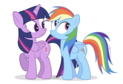 Size: 875x600 | Tagged: safe, artist:dm29, rainbow dash, twilight sparkle, alicorn, pony, g4, duo, female, mare, simple background, transparent background, twilight sparkle (alicorn)
