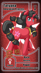 Size: 800x1399 | Tagged: safe, artist:vavacung, oc, oc only, oc:tatyana, pony, unicorn, card, female, mare, pactio card
