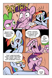 Size: 800x1200 | Tagged: safe, artist:pixel-prism, rainbow dash, spike, twilight sparkle, alicorn, pony, comic:lesson learned, g4, comic, dialogue, female, floppy ears, mare, open mouth, speech bubble, twilight sparkle (alicorn), wide eyes