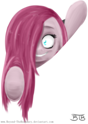 Size: 1024x1428 | Tagged: safe, artist:lrusu, pinkie pie, g4, breaking the fourth wall, female, pinkamena diane pie, simple background, solo, transparent background