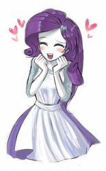 Size: 400x646 | Tagged: safe, artist:chiyoneun, rarity, human, equestria girls, g4, apron, blushing, clothes, cute, dress, eyes closed, female, heart, no nose, open mouth, raribetes, simple background, solo, white background
