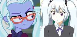 Size: 772x377 | Tagged: safe, sugarcoat, equestria girls, g4, my little pony equestria girls: friendship games, anime, comparison, d-frag!, pigtails, tama