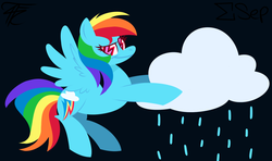 Size: 1280x760 | Tagged: dead source, safe, artist:php92, rainbow dash, pegasus, pony, g4, cloud, female, rain, solo