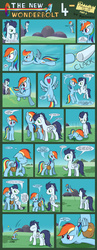 Size: 1280x3302 | Tagged: safe, artist:marmorexx, rainbow dash, soarin', pony, comic:the new wonderbolt, g4, comic, female, flying, male, mountain, saddle bag, ship:soarindash, shipping, straight