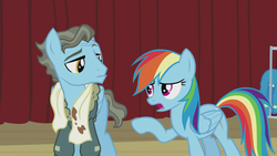 Size: 1366x768 | Tagged: safe, screencap, rainbow dash, wind rider, g4, rarity investigates, season 5, angry, duo