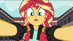 Size: 1920x1080 | Tagged: safe, screencap, sunset shimmer, equestria girls, g4, my little pony equestria girls: friendship games, first person view, offscreen character, pov