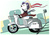 Size: 3508x2480 | Tagged: safe, artist:pk4g, rarity, g4, driving, eyes closed, female, happy, hat, high res, hoof hold, motor scooter, motorcycle, open mouth, smiling, solo, traffic light, vespa