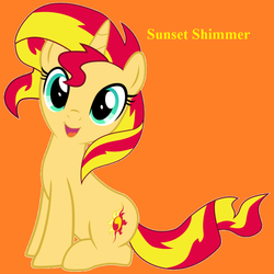 Size: 894x894 | Tagged: safe, artist:light262, sunset shimmer, pony, unicorn, g4, cute, female, happy, looking at you, mare, open mouth, shimmerbetes, sitting, smiling, solo