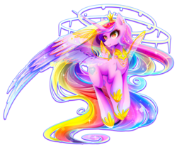 Size: 2331x1932 | Tagged: safe, artist:koveliana, princess cadance, alicorn, pony, g4, canterlot, chromatic aberration, color porn, colored wings, crown, female, gradient wings, jewelry, mare, peytral, regalia, simple background, solo, spread wings, transparent background, wings