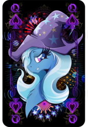 Size: 1328x1920 | Tagged: safe, artist:rariedash, part of a set, trixie, pony, unicorn, g4, female, looking at you, mare, playing card, portrait, queen, queen of spades, solo