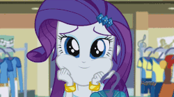 Size: 800x448 | Tagged: safe, edit, screencap, rarity, equestria girls, g4, my little pony equestria girls: friendship games, animated, caption, cute, descriptive noise, female, image macro, laughing, meme, raribetes, reaction image, solo, squishy cheeks, text