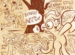 Size: 1200x878 | Tagged: safe, artist:1trick, rainbow dash, scootaloo, g4, derp, doodle, long neck, sketch, sketch dump, wat