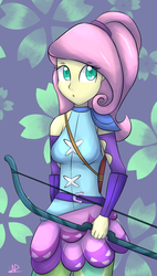 Size: 1352x2387 | Tagged: safe, artist:wolfy-pony, fluttershy, equestria girls, g4, my little pony equestria girls: friendship games, archery, bow (weapon), female, ponytail, solo