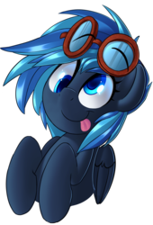 Size: 1021x1500 | Tagged: safe, artist:january3rd, oc, oc only, oc:eternal feather, derp, goggles, simple background, solo, tongue out, transparent background