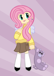 Size: 498x700 | Tagged: safe, artist:petit-squeak, fluttershy, human, g4, female, humanized, solo