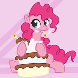 Size: 650x650 | Tagged: safe, artist:petit-squeak, pinkie pie, g4, cake, female, solo