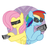 Size: 600x600 | Tagged: safe, artist:petit-squeak, fluttershy, rainbow dash, g4, gun, sunglasses