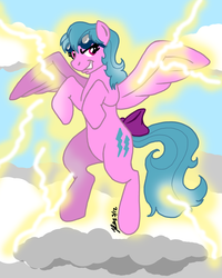 Size: 800x1000 | Tagged: safe, artist:the_gneech, firefly, g1, cloud, cloudy, female, lightning, solo