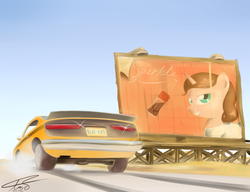 Size: 3000x2308 | Tagged: safe, artist:apocheck13, oc, oc only, billboard, car, high res, solo