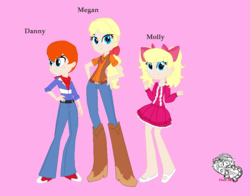 Size: 813x638 | Tagged: safe, artist:darkangelpuppet01, danny williams, megan williams, molly williams, human, equestria girls, g1, g4, boots, eqg promo pose set, equestria girls style, equestria girls-ified, g1 to equestria girls, g1 to g4, generation leap, high heel boots, my little pony logo, rainbow of light, shoes, siblings, williams siblings