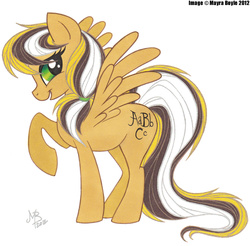 Size: 945x930 | Tagged: safe, artist:mayra boyle, oc, oc only, oc:golden words, pegasus, pony, simple background, solo, white background