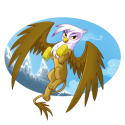 Size: 1000x1000 | Tagged: safe, artist:madmax, gilda, griffon, female, flying, looking at you, simple background, solo, transparent background