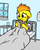 Size: 509x644 | Tagged: safe, artist:lux, spitfire, g4, bandage, bed, blanket, card, crying, cup, cute, female, floppy ears, hnnng, hospital, injured, pillow, sitting, smiling, solo, table, tears of joy, wavy mouth, window