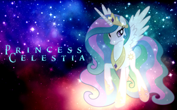 Size: 900x563 | Tagged: safe, artist:dovahbruh, princess celestia, alicorn, pony, g4, female, mare, small resolution, solo, space, vector, wallpaper