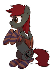 Size: 887x1205 | Tagged: dead source, safe, artist:imalou, oc, oc only, oc:spiral night, clothes, socks, solo, striped socks