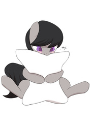 Size: 1000x1414 | Tagged: safe, artist:dambitail, octavia melody, g4, blushing, female, implied lesbian, pillow, solo