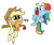 Size: 500x422 | Tagged: safe, artist:dambitail, applejack, rainbow dash, g4, apple, stuck