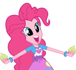 Size: 9000x8316 | Tagged: safe, artist:luckreza8, artist:starshinecelestalis, edit, vector edit, pinkie pie, equestria girls, g4, my little pony equestria girls: friendship games, .svg available, absurd resolution, clothes, cupcake, female, inkscape, open mouth, simple background, skirt, solo, transparent background, vector