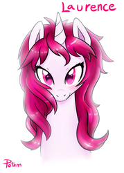 Size: 1634x2280 | Tagged: safe, artist:potzm, oc, oc only, oc:laurence, pony, unicorn, gift art, looking at you, solo