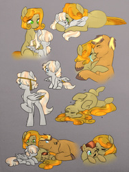 Size: 774x1032 | Tagged: safe, artist:kianamai, artist:mrs89fluffy, oc, oc only, oc:amber lily, oc:angel feather, oc:copper, oc:golden delicious, pony, kilalaverse, adopted offspring, baby, baby pony, colored, crying, female, foal, male, next generation, oc x oc, offspring, offspring shipping, offspring's offspring, parent:applejack, parent:caramel, parent:oc:amber lily, parent:oc:golden delicious, parent:oc:herb, parent:oc:isis quartz, parents:carajack, parents:oc x oc, pregnant, shipping, simple background, straight