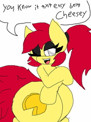 Size: 774x1032 | Tagged: safe, artist:cheesewheel, artist:chillywilly, oc, oc only, oc:cheesewheel, butt, cheese, cheese wheel, plot, plump, red, solo, yellow