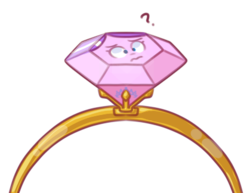 Size: 419x324 | Tagged: safe, artist:secretgoombaman12345, diamond tiara, ask chubby diamond, g4, ambiguous gender, diamond ring, inanimate tf, objectification, ring, simple background, solo, transparent background, tumblr